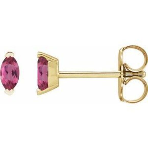Kazi Luxury 14K Yellow Gold Natural Pink Tourmaline Earrings